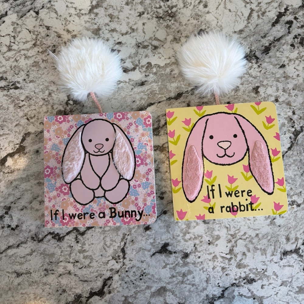 Jellycat Books If I Were A Rabbit & Bunny Board Books With Plush Tail